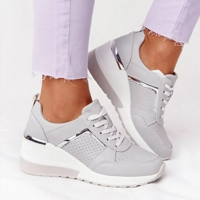 Γυναικεία Wedges Sneakers Lace-Up Αναπνεύσιμα Αθλητικά Παπούτσια Casual Platform Γυναικεία Υποδήματα Γυναικεία Βουλκανιζέ Παπούτσια Zapatillas