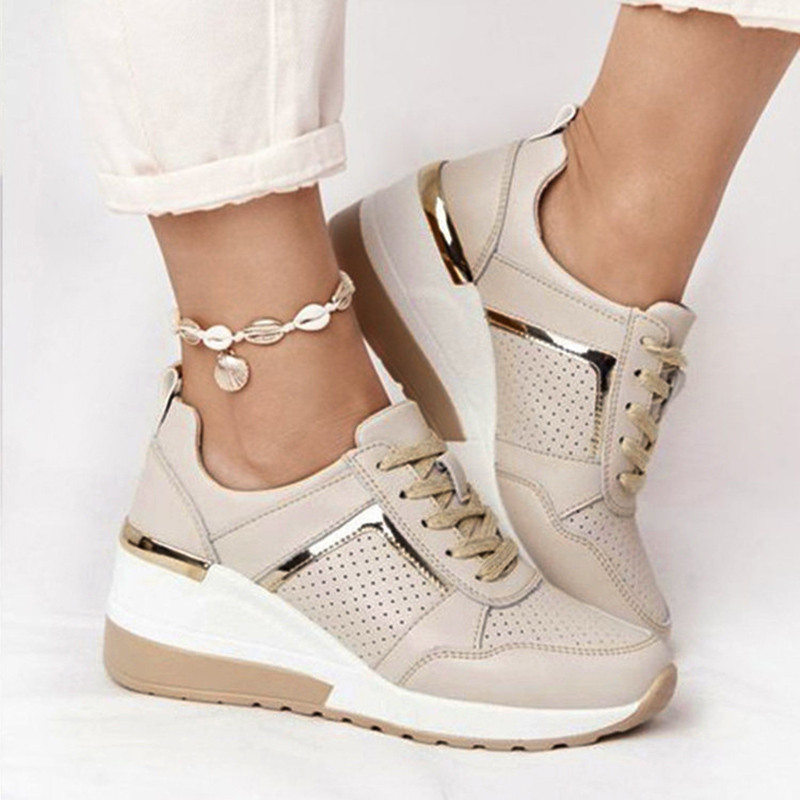 Γυναικεία Wedges Sneakers Lace-Up Αναπνεύσιμα Αθλητικά Παπούτσια Casual Platform Γυναικεία Υποδήματα Γυναικεία Βουλκανιζέ Παπούτσια Zapatillas