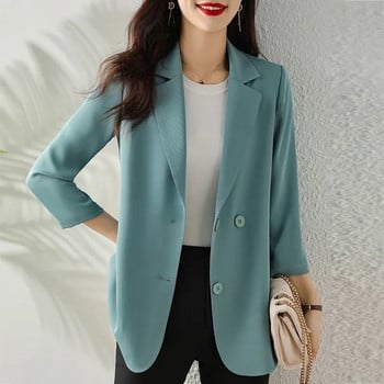 Straight Office Lady Solid Button Thin All Season Γυναικεία Ρούχα Blazers Ιδιοσυγκρασία Intellectual Simple Comfortable Leisure