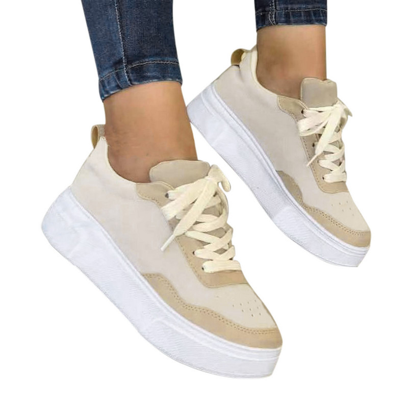 Ljetne tenisice Sportske cipele za žene Od antilop jednobojne ravne cipele velike veličine na vezanje Ležerne vulkanizirane cipele Zapatillas De Mujer