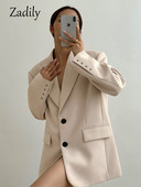 Zadily 2022 Autum Oversize μακρυμάνικο γυναικείο σακάκι γραφείου γυναικείο κοστούμι εργασίας Μασίφ μπλέιζερ Γυναικείο παλτό