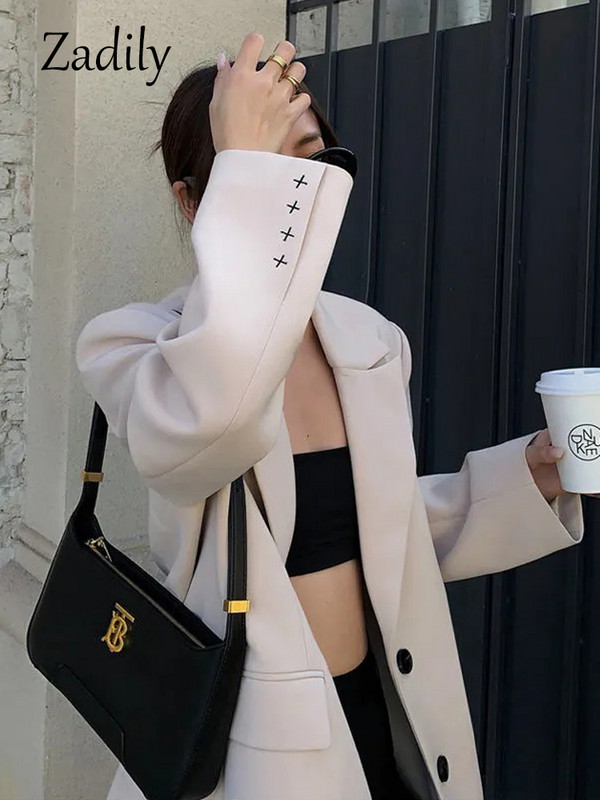 Zadily 2022 Autum Oversize μακρυμάνικο γυναικείο σακάκι γραφείου γυναικείο κοστούμι εργασίας Μασίφ μπλέιζερ Γυναικείο παλτό