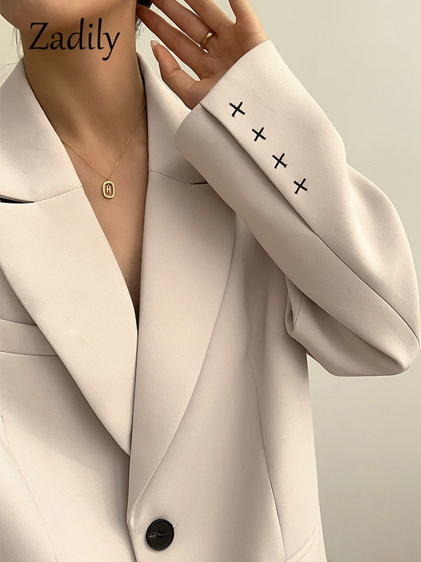 Zadily 2022 Autum Oversize μακρυμάνικο γυναικείο σακάκι γραφείου γυναικείο κοστούμι εργασίας Μασίφ μπλέιζερ Γυναικείο παλτό