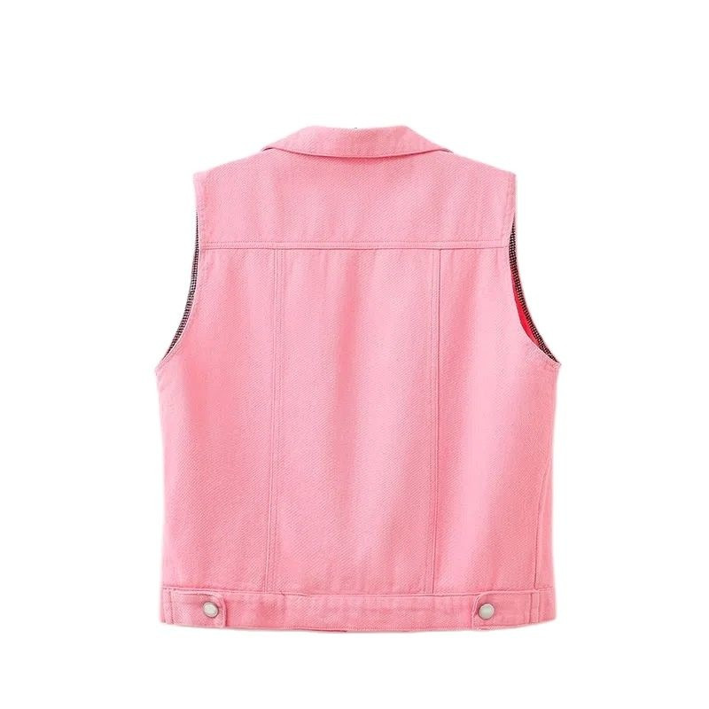 2023 Μαύρο Κόκκινο Κίτρινο Μπλε Λευκό Τζιν Γιλέκο Γυναικείες μπλούζες Άνοιξη Καλοκαίρι Πλυμένο με σκισμένες χάντρες Αμάνικο μπουφάν Lady Jeans γιλέκο