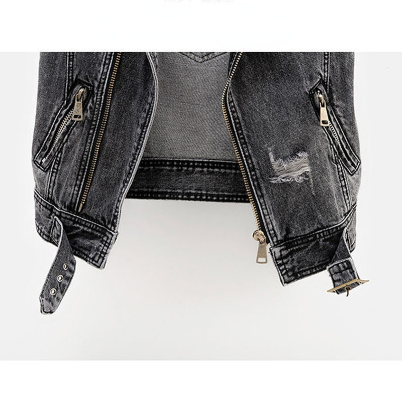 Ανοιξιάτικο φθινόπωρο Γκρι Jean Cowboy γιλέκο τρύπα τζιν Γυναικείο γιλέκο Γυναικείο αμάνικο άγριο μπλουζάκι Κοντό σακάκι για κορίτσια σκισμένο 5XL γιλέκο