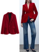 Γυναικείο μπουφάν Μονό κουμπί Slim Blazer Vintage μακρυμάνικο τσέπη Γυναικεία μπλουζάκια Κομψό σακάκι