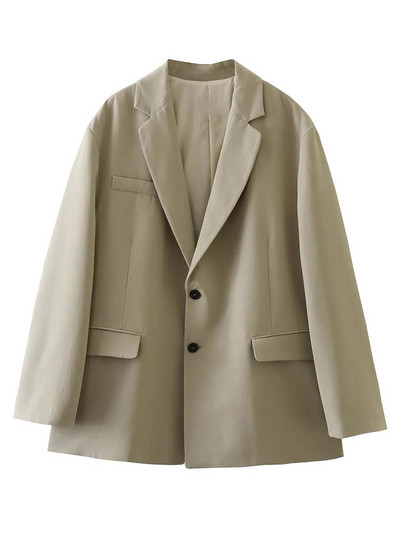 Ženski vintage široki sako dugih rukava Modni laneni sako podijeljenog dizajna Modni ležerni uredski sako High Street sako