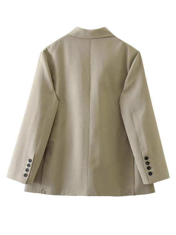 Ženski vintage široki sako dugih rukava Modni laneni sako podijeljenog dizajna Modni ležerni uredski sako High Street sako