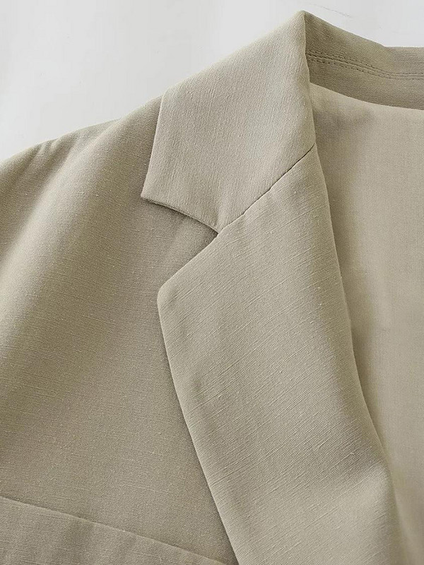 Ženski vintage široki sako dugih rukava Modni laneni sako podijeljenog dizajna Modni ležerni uredski sako High Street sako