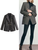 2023. aasta sügisene naiste mood, kaherealine sirge kontoribleiser, ühevärviline, pikkade varrukatega, naiste jakk