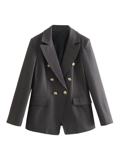 2023. aasta sügisene naiste mood, kaherealine sirge kontoribleiser, ühevärviline, pikkade varrukatega, naiste jakk