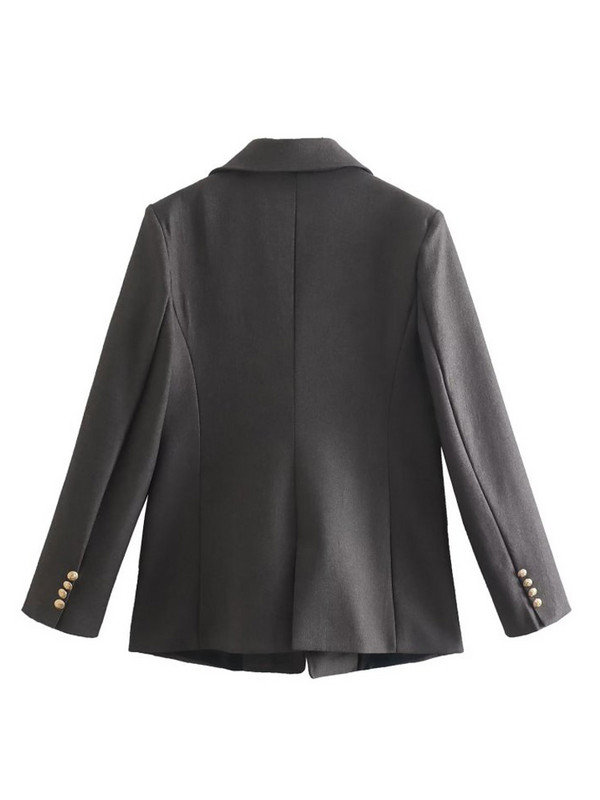 2023. aasta sügisene naiste mood, kaherealine sirge kontoribleiser, ühevärviline, pikkade varrukatega, naiste jakk