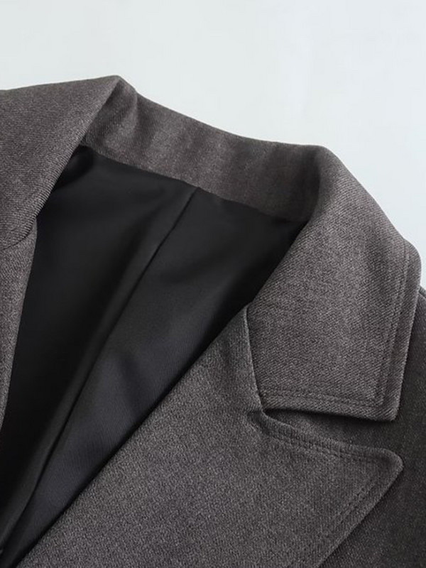 2023. aasta sügisene naiste mood, kaherealine sirge kontoribleiser, ühevärviline, pikkade varrukatega, naiste jakk