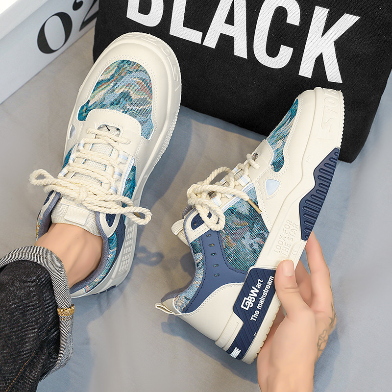 Proljetne muške cipele 2023. Nova platnena svestrana ležerna sportska obuća Prozračna neklizajuća dezodoransna debela podloga Muške vulkanizirane cipele