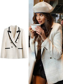 Γυναικείο Casual Commuter Jacket Fashion Double Breasted Houndstooth Blazer Vintage μακρυμάνικο με πτερύγιο γυναικείο μπουφάν