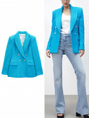 Μόδα 2023 Γυναικείο μπουφάν με διπλό στήθος Γυναικείο σακάκι Vintage μακρυμάνικο με πτερύγιο τσέπη Γυναικείο σακάκι καρό γραφείου