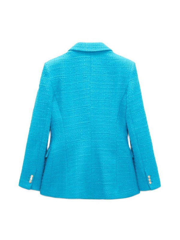 Μόδα 2023 Γυναικείο μπουφάν με διπλό στήθος Γυναικείο σακάκι Vintage μακρυμάνικο με πτερύγιο τσέπη Γυναικείο σακάκι καρό γραφείου