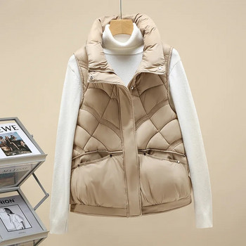 Χειμερινό αμάνικο πάρκα 2023 Κορεατικό γιλέκο μόδας για γυναίκες Παχύ ζεστό καθημερινό παλτό Γυναικείο γιλέκο με βαμβακερή επένδυση