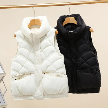 Χειμερινό αμάνικο πάρκα 2023 Κορεατικό γιλέκο μόδας για γυναίκες Παχύ ζεστό καθημερινό παλτό Γυναικείο γιλέκο με βαμβακερή επένδυση