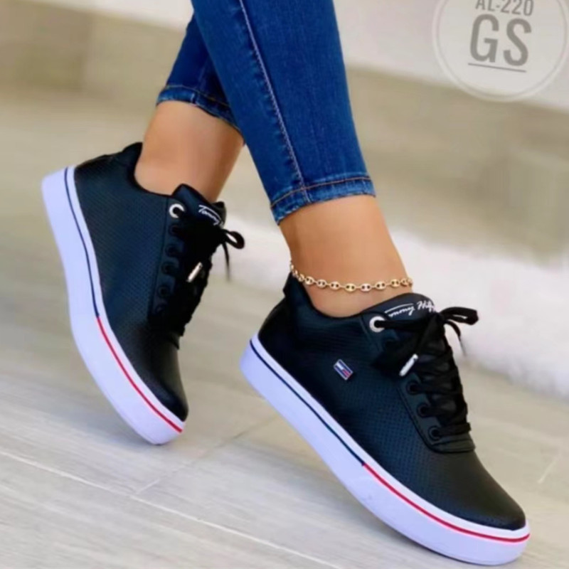 Pantofi sport pentru femei 2023, pantofi sport plati, ocazional, tendință de toamnă, pantofi sport cu șireturi, de lux, de culoare solidă