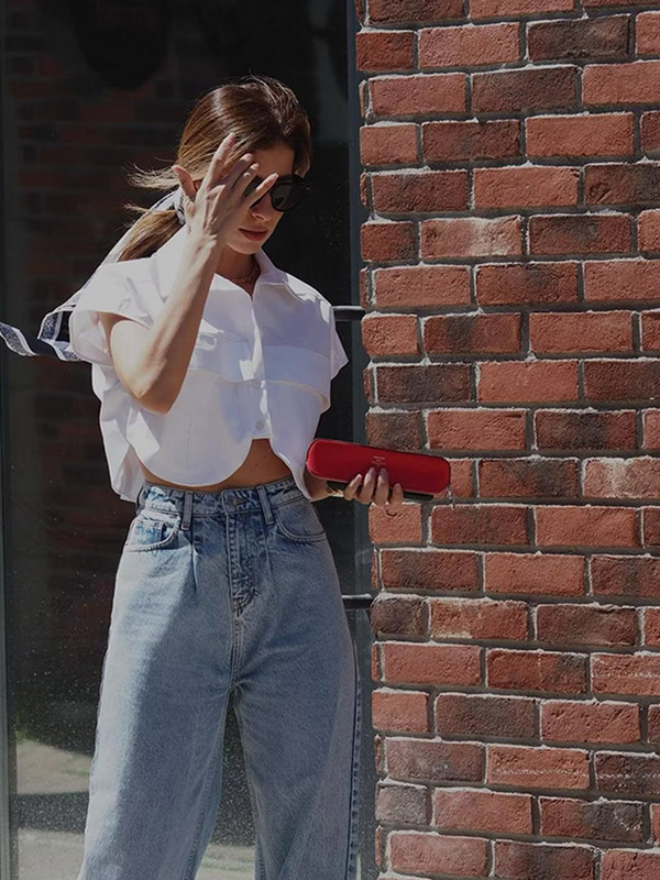 Χαλαρό τζιν γιλέκο διπλής τσέπης Χαλαρό γιακά με μονό στήθος Κοντά γιλέκα Γυναικεία φθινόπωρο 2023 Αμάνικο ρούχο Y2K