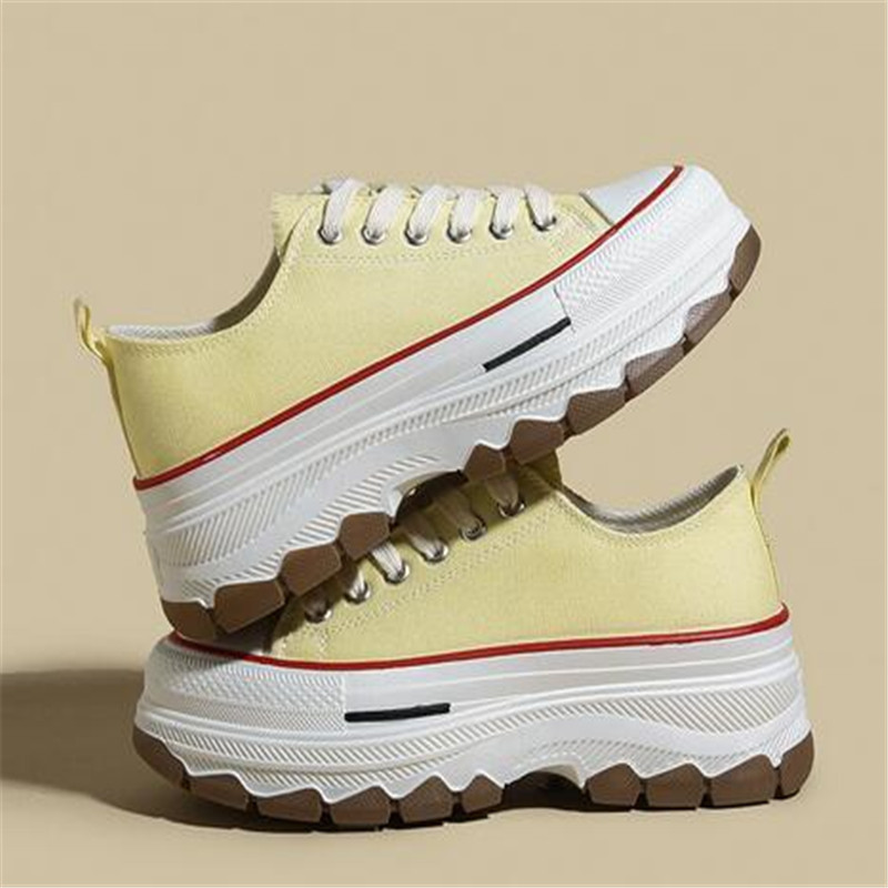 Γυναικεία παπούτσια 2023 Μόδα Μονόχρωμα Γυναικεία Βουλκανιζέ Παπούτσια Υπαίθρια Αθλητικά Παπούτσια Γυναικεία Lace Up Casual Sneakers πλατφόρμας