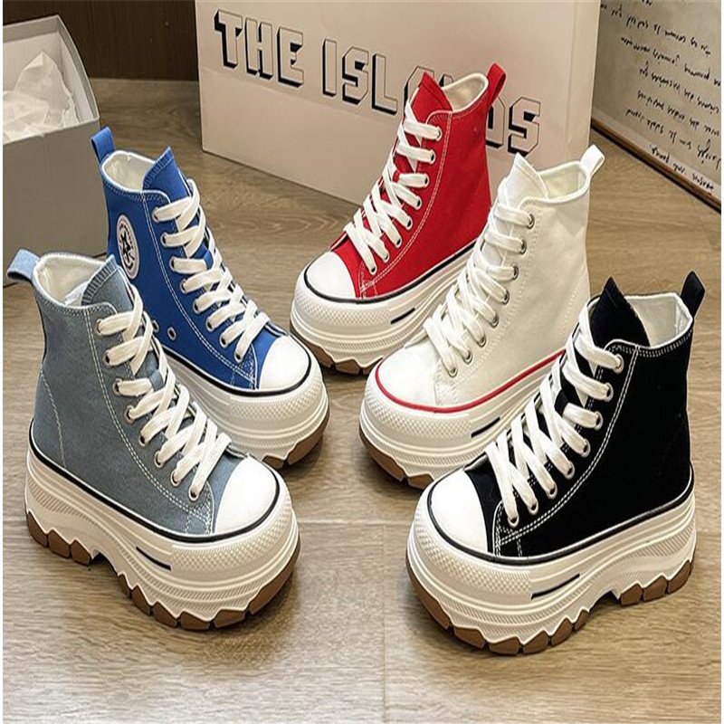 Γυναικεία παπούτσια 2023 Μόδα Μονόχρωμα Γυναικεία Βουλκανιζέ Παπούτσια Υπαίθρια Αθλητικά Παπούτσια Γυναικεία Lace Up Casual Sneakers πλατφόρμας