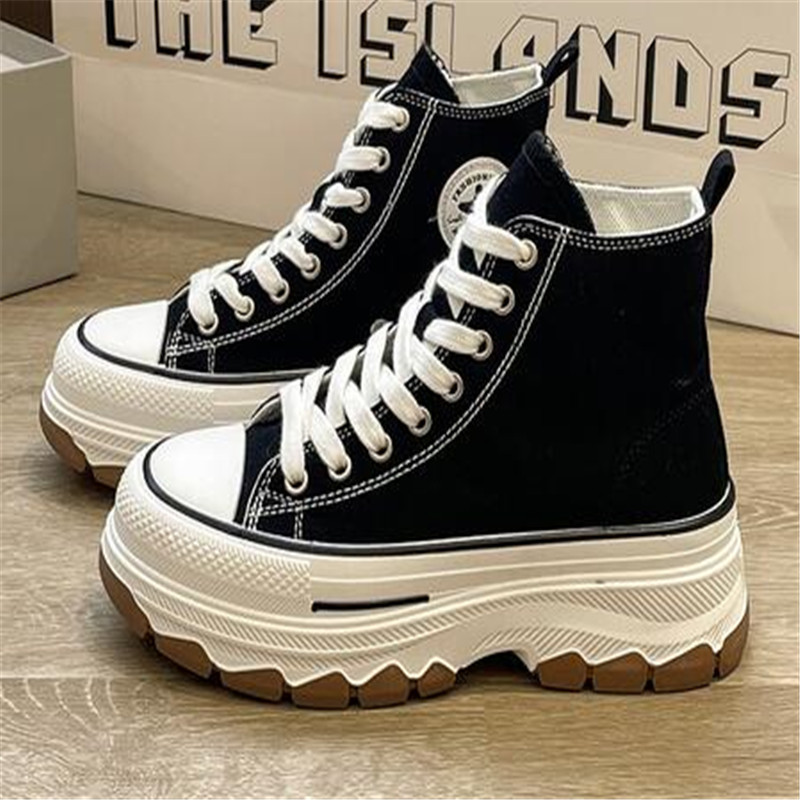 Γυναικεία παπούτσια 2023 Μόδα Μονόχρωμα Γυναικεία Βουλκανιζέ Παπούτσια Υπαίθρια Αθλητικά Παπούτσια Γυναικεία Lace Up Casual Sneakers πλατφόρμας