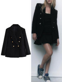 2023 Γυναικείο μπλέιζερ με διπλό στήθος Vintage μακρυμάνικο με πτερύγιο γυναικείο μπουφάν Funky Tank Top