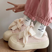 Λευκό ροζ μεγάλο κεφάλι με χοντρό κάτω μέρος Γυναικεία παπούτσια Casual μόδα Ελαφρύ παπούτσι ψωμιού πλατφόρμας