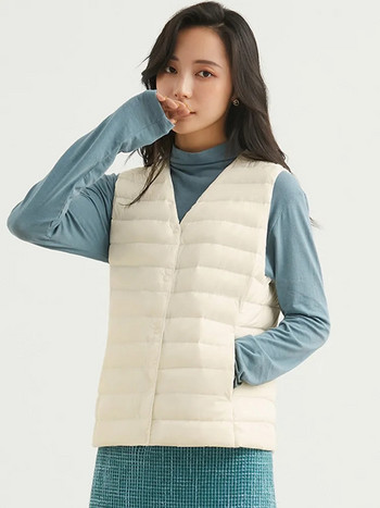 Χειμερινό εξαιρετικά ελαφρύ πουπουλένιο γιλέκο κοντό γυναικείο φορητό γιλέκο Ζεστό αμάνικο παλτό λεπτό πανωφόρι