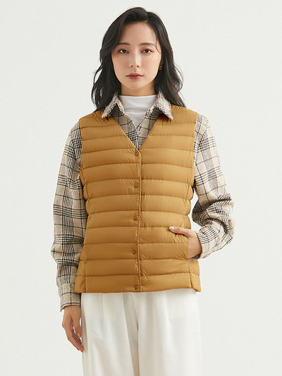 Χειμερινό εξαιρετικά ελαφρύ πουπουλένιο γιλέκο κοντό γυναικείο φορητό γιλέκο Ζεστό αμάνικο παλτό λεπτό πανωφόρι