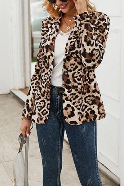 Naiste bleiser Sügismood Positsioneerimata print Leopard Väike ülikond Jakk Topid Chaqueta De Mujer Mantlid Vestido Haut Femme