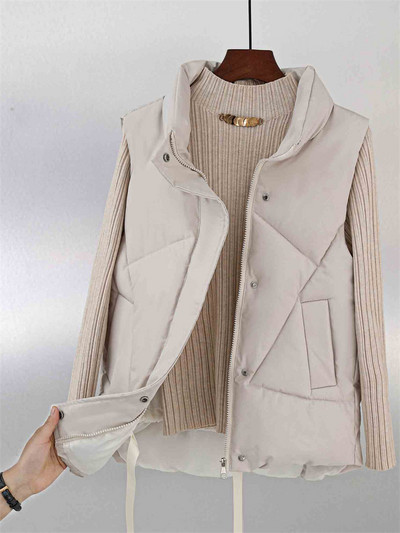 Βαμβακερό πουπουλένιο γιλέκο Γυναικείο 2023 Φθινόπωρο Χειμώνας Νέα Μόδα Κοντό Φαρδύ Χοντρό Στάντ Ζεστό Γιακά Φοιτητικό Γιλέκο Ρούχα Γυναικεία