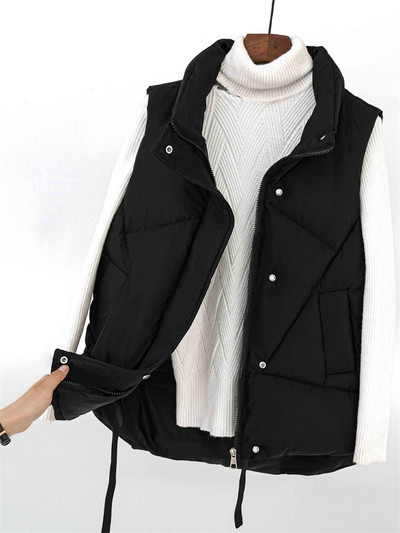 Βαμβακερό πουπουλένιο γιλέκο Γυναικείο 2023 Φθινόπωρο Χειμώνας Νέα Μόδα Κοντό Φαρδύ Χοντρό Στάντ Ζεστό Γιακά Φοιτητικό Γιλέκο Ρούχα Γυναικεία