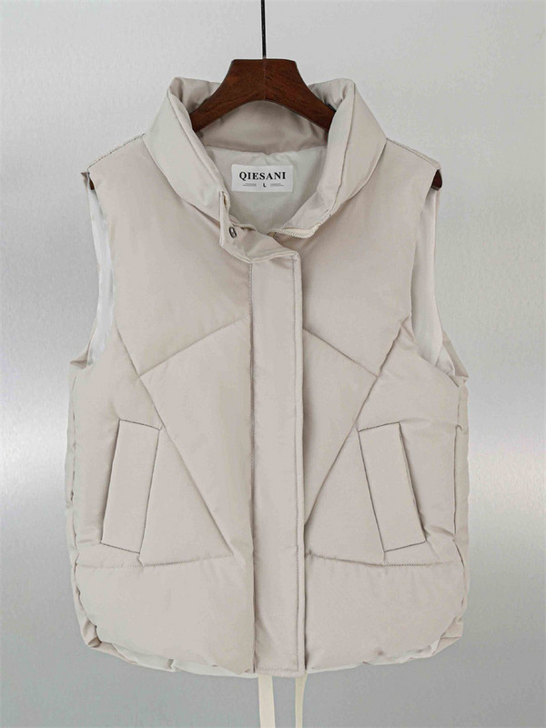 Βαμβακερό πουπουλένιο γιλέκο Γυναικείο 2023 Φθινόπωρο Χειμώνας Νέα Μόδα Κοντό Φαρδύ Χοντρό Στάντ Ζεστό Γιακά Φοιτητικό Γιλέκο Ρούχα Γυναικεία