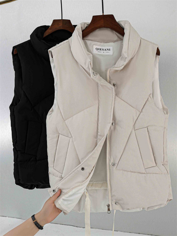Βαμβακερό πουπουλένιο γιλέκο Γυναικείο 2023 Φθινόπωρο Χειμώνας Νέα Μόδα Κοντό Φαρδύ Χοντρό Στάντ Ζεστό Γιακά Φοιτητικό Γιλέκο Ρούχα Γυναικεία