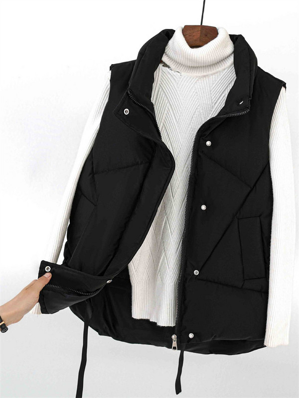 Βαμβακερό πουπουλένιο γιλέκο Γυναικείο 2023 Φθινόπωρο Χειμώνας Νέα Μόδα Κοντό Φαρδύ Χοντρό Στάντ Ζεστό Γιακά Φοιτητικό Γιλέκο Ρούχα Γυναικεία