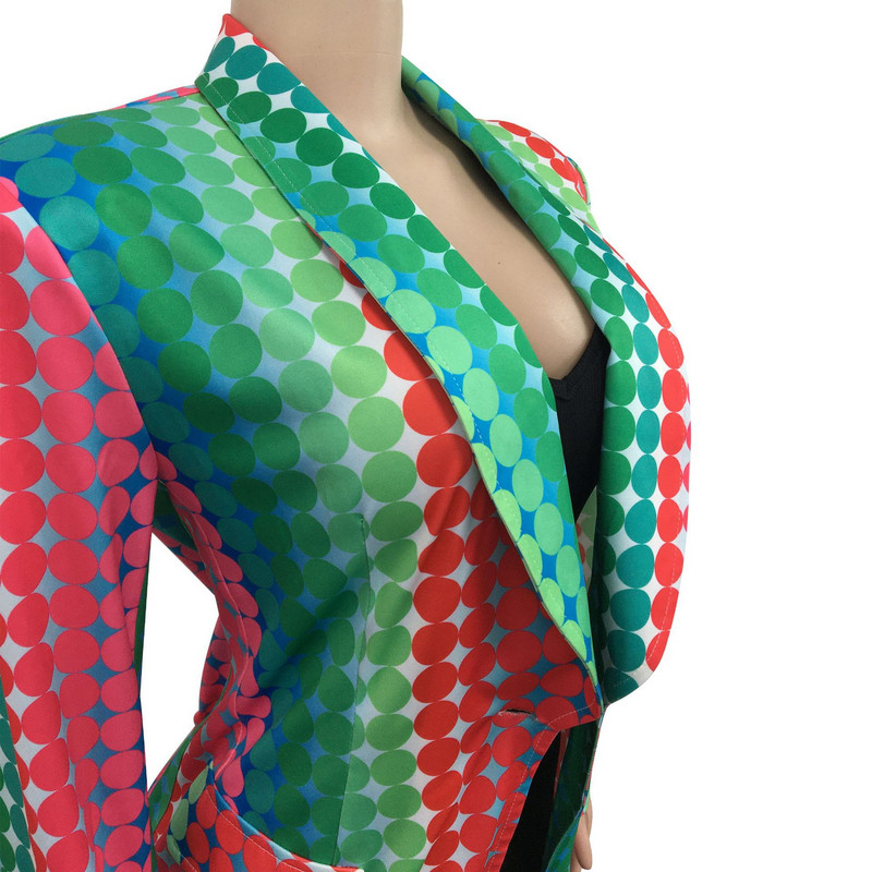 Echoine γυναικείο γιακά με μακρυμάνικο στάμπα, Φθινοπωρινό σακάκι με ένα κουμπί με ιδιοσυγκρασία Κομψό στυλ Commuter παλτό