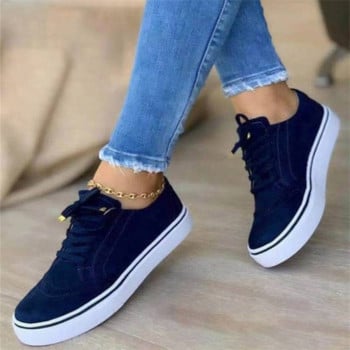 Γυναικεία πάνινα παπούτσια 2023 Νέα Flat Casual Sneaker Ανοιξιάτικη Μόδα Ευέλικτο Lace Up Αθλητικό Ταμπεραμέντο Μονόχρωμα Γυναικεία παπούτσια για περπάτημα