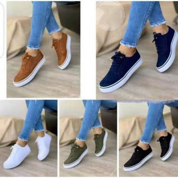 Γυναικεία πάνινα παπούτσια 2023 Νέα Flat Casual Sneaker Ανοιξιάτικη Μόδα Ευέλικτο Lace Up Αθλητικό Ταμπεραμέντο Μονόχρωμα Γυναικεία παπούτσια για περπάτημα