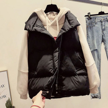 Πουπουλένιο βαμβακερό μπουφάν χειμώνας 2023 Νέα μόδα Άνετο γυναικείο φοιτητικό αμάνικο γιλέκο παλτό Κομψό, ευέλικτο γυναικείο φανελάκι