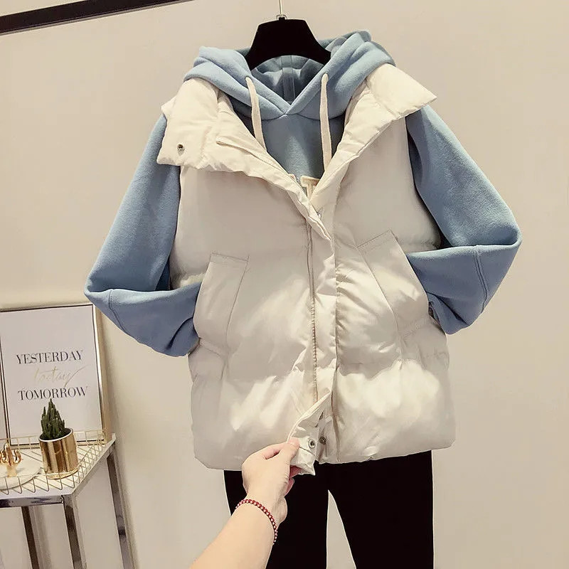 Πουπουλένιο βαμβακερό μπουφάν χειμώνας 2023 Νέα μόδα Άνετο γυναικείο φοιτητικό αμάνικο γιλέκο παλτό Κομψό, ευέλικτο γυναικείο φανελάκι