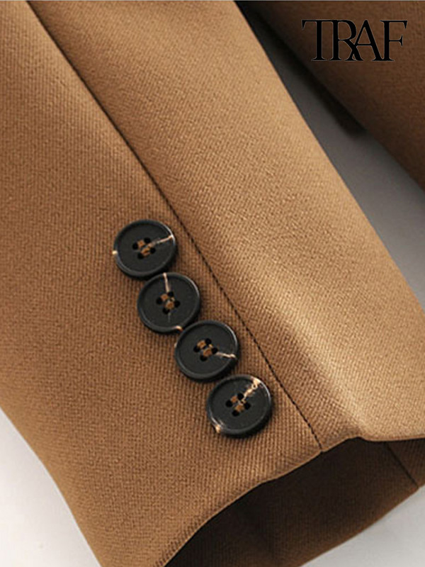 Γυναικεία μόδα TRAF με δεμένα σακάκια παλτό Vintage μακρυμάνικο τσέπες Γυναικεία πανωφόρια κομψά μπλουζάκια