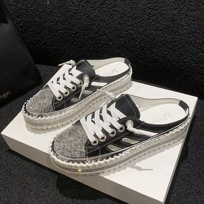Naiste kristalljalatsid 2023 kevad Mood Bing Lace Up Naiste vabaajajalatsid Mugavad ümara ninaga platvormiga tossud valged kingad