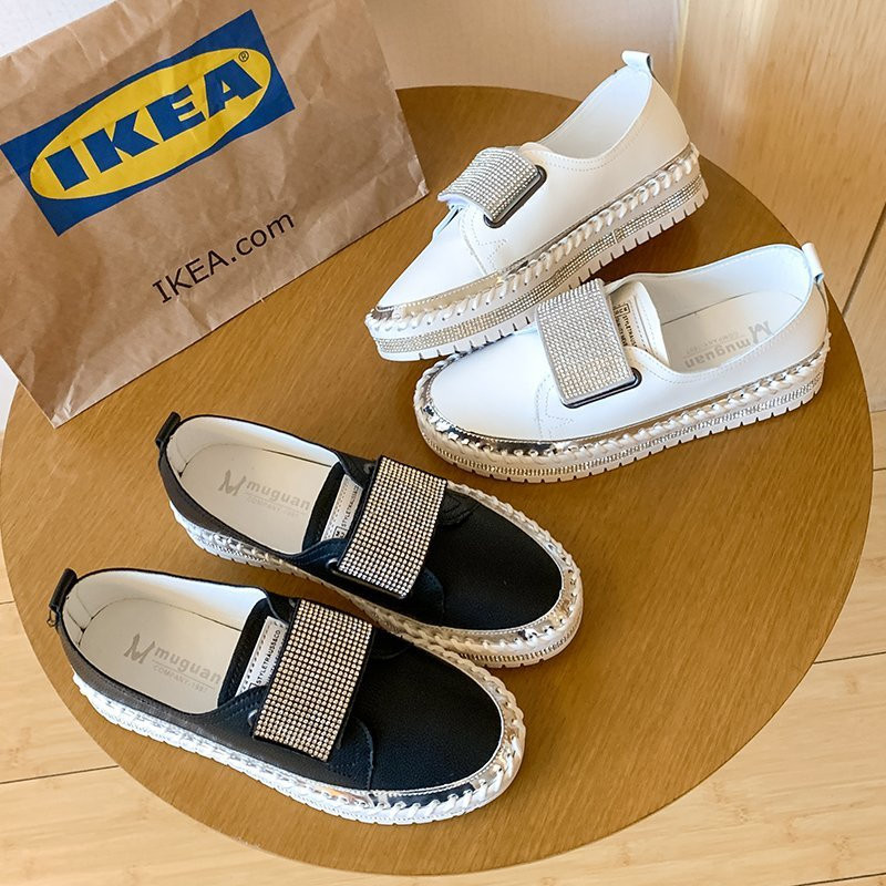 Naiste kristalljalatsid 2023 kevad Mood Bing Lace Up Naiste vabaajajalatsid Mugavad ümara ninaga platvormiga tossud valged kingad