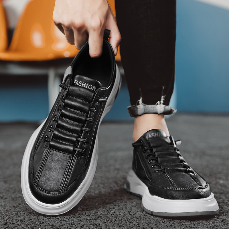 Ανδρικά πάνινα παπούτσια με άνοιξη επίπεδη κορδέλα επάνω με στρογγυλά δάχτυλα Άνετο μαλακό πάτο Ευέλικτο αντιολισθητικό δερμάτινα ανδρικά παπούτσια casual