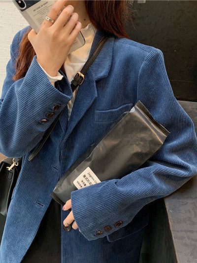 Φθινόπωρο 2023 Νέο Διχτυωτό Κόκκινο Κορεάτικο κορυφαίο ρετρό κοτλέ σακάκι Γυναικείο φαρδύ casual κοστούμι Γυναικείο σακάκι σακάκι σακάκι Mujer