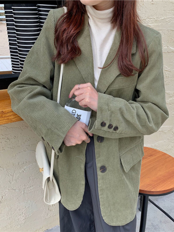 Φθινόπωρο 2023 Νέο Διχτυωτό Κόκκινο Κορεάτικο κορυφαίο ρετρό κοτλέ σακάκι Γυναικείο φαρδύ casual κοστούμι Γυναικείο σακάκι σακάκι σακάκι Mujer