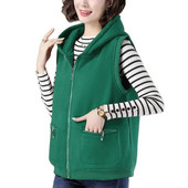 2022 Άνοιξη φθινόπωρο Γυναικείο φανελάκι με κουκούλα Κορεάτικο φαρδύ αμάνικο φούτερ Γυναικείο γιλέκο Πράσινο αμάνικο μπουφάν C